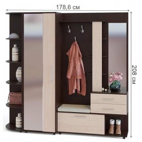 Модульная прихожая ВШ-11+ШО-2+ШС-1 венге / беленый дуб