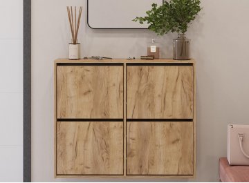 Тумба для обуви Калипсо подвесная дуб крафт золотой