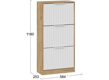 Тумба для обуви Хилтон дуб крафт золотой / белый матовый