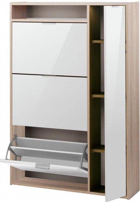 Обувница ШК-3 дуб сонома / белый глянец МДФ