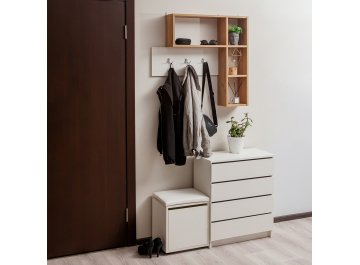 Вешалка настенная Милан лдсп белый дуб / крафт золотой