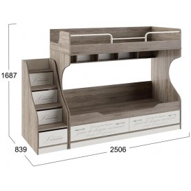 Двухъярусная кровать Брауни СМ-313.11.001 с лестницей
