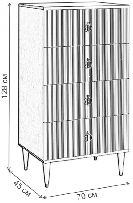 Комод Rimini Solo 4s латте с золотом
