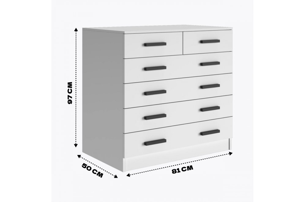 Комод Бостон 6 ящиков белый ЛДСП