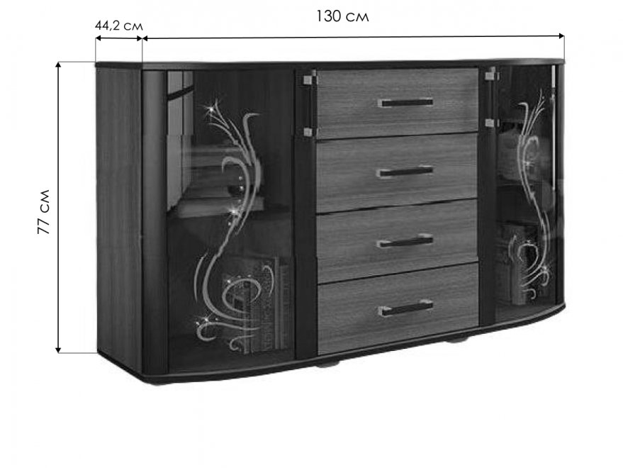Комод Грация со стразами ясень шимо