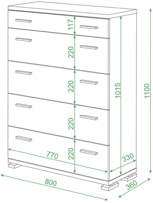 Комод КМ-2 ШБЕ шамони / белый