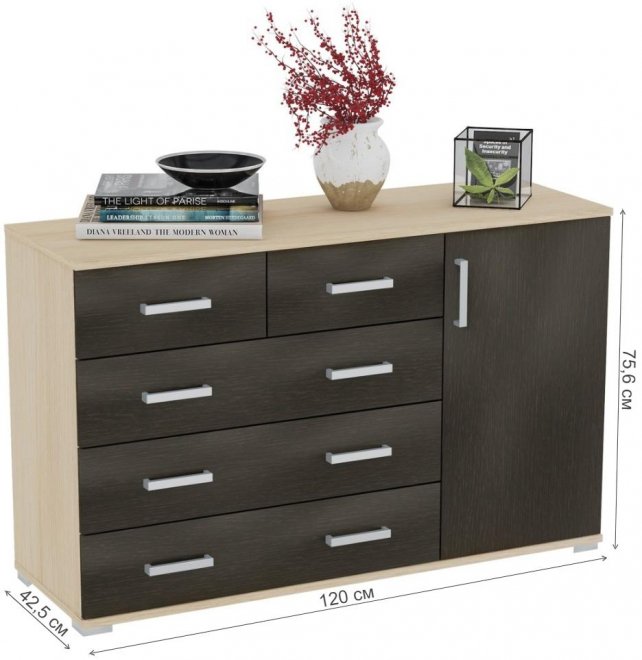 Комод КМД-1245 дуб молочный венге