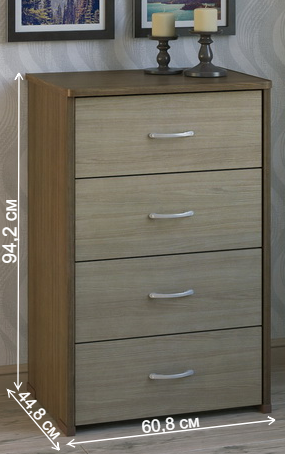 Комод КВ-34 ясень темный / ясень светлый