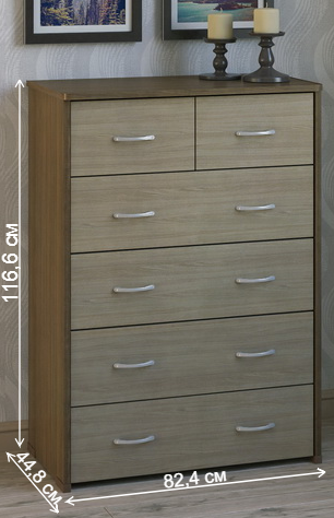 Комод КВ-52 ясень темный / ясень светлый