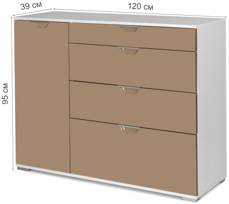 Комод Кастор белый / мокко