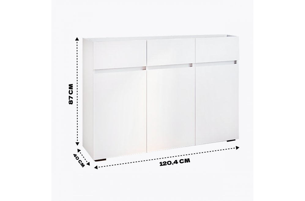 Комод Мика 1204 три ящика белый ЛДСП