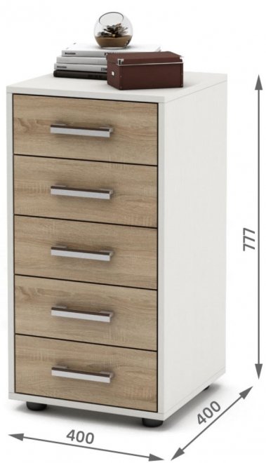 Комод Остин-3 белый / дуб сонома