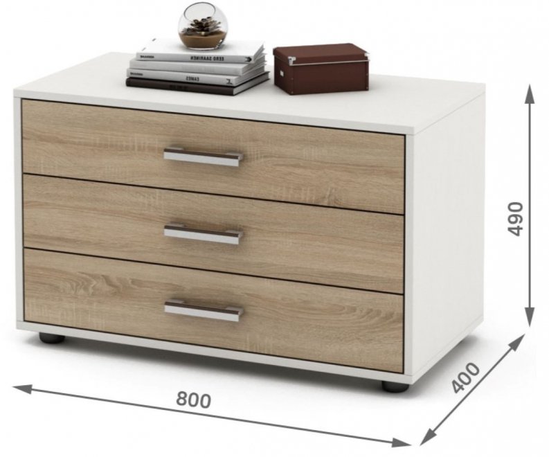 Комод Остин-5 белый / дуб сонома