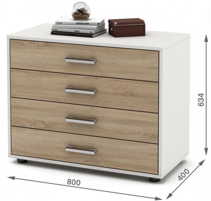 Комод Остин-6 белый / дуб сонома