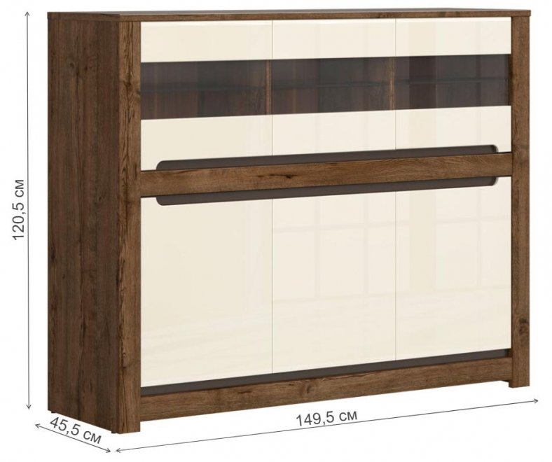 Комод Русо KOM3W3D дуб april / жемчужный глянец