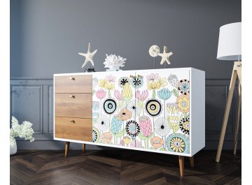 Детский комод Воаб с двумя дверками и ящиками принт 3 / орех