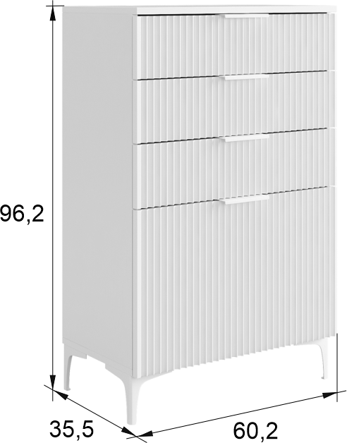 Комод Зефир белое дерево / белая эмаль