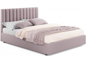 Двуспальная кровать Olivia 160х200 с ПМ синий велюр лиловый велюр