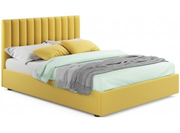 Двуспальная кровать Olivia 160х200 желтый велюр
