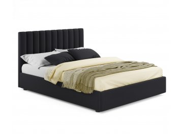 Двуспальная кровать Olivia 160х200 с ПМ серый велюр черный велюр