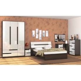 Кровать двуспальная Гавана 160х200 венге / акрил белый