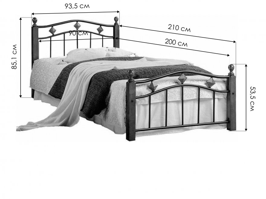 Кровать АТ-126 90 см x 200 см