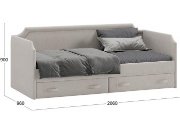 Детская кровать Кантри ТД-308.12.02 Тип 1 90х200 велюр мокко светлый