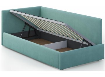 Детская кровать Каролина-2 80х200 с ПМ велюр bingo mint