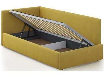 Детская кровать Каролина-2 80х200 с ПМ велюр bingo mustard