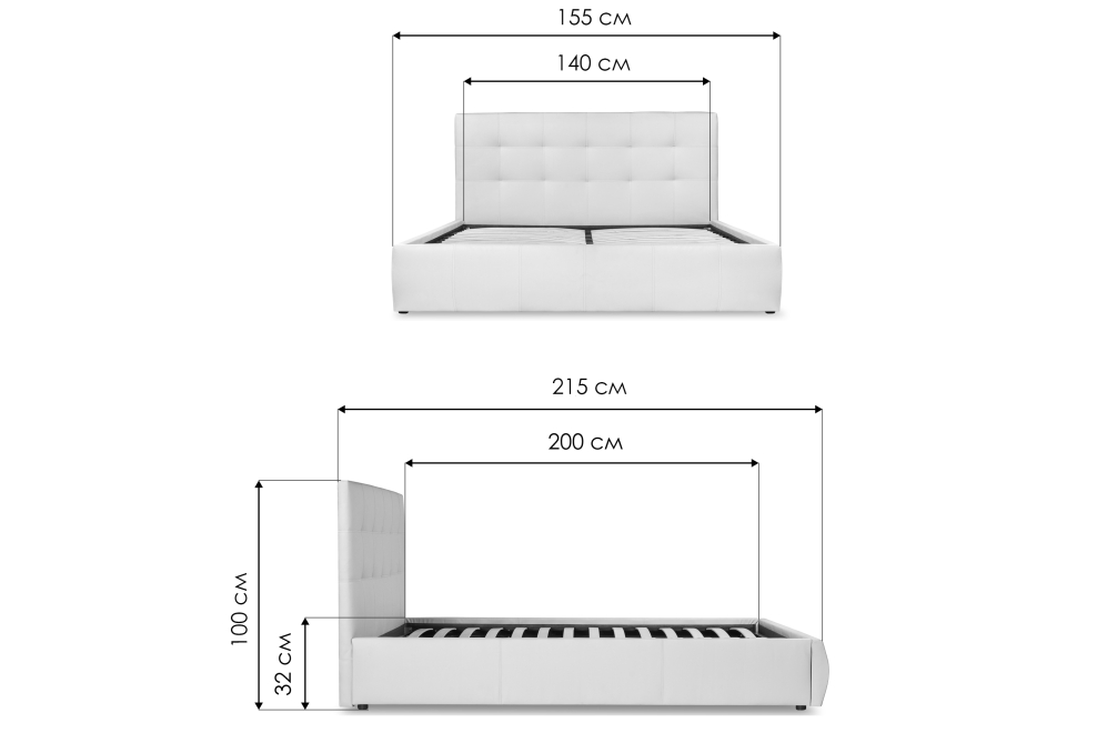 Полутораспальная кровать Афродита-2 140х200 с ПМ экокожа бежевая