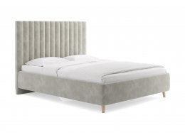 Полутораспальная кровать Amanda 140x200 с основанием микровелюр светло-серый
