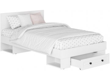 Детская кровать Софт КР-06 120x200 с ящиком белый / эмаль белая