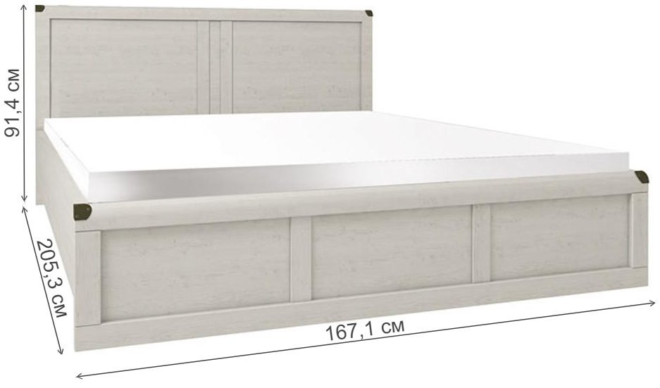 Двуспальная кровать Magellan 160x200 сосна винтаж с матрасом