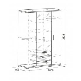 Шкаф четырехстворчатый Мальта дуб млечный / белый