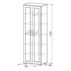 Шкаф прямой 450 Сити 8.2 с зеркалом вишня оксфорд