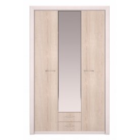 Шкаф трехдверный для одежды Мальта лиственница сибиу / дуб сакраменто с зеркалом