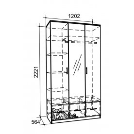 Шкаф трехстворчатый с ящиками Оливия ясень шимо / крем с патиной