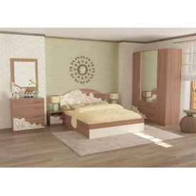 Тумба прикроватная Оливия ясень шимо / крем с патиной