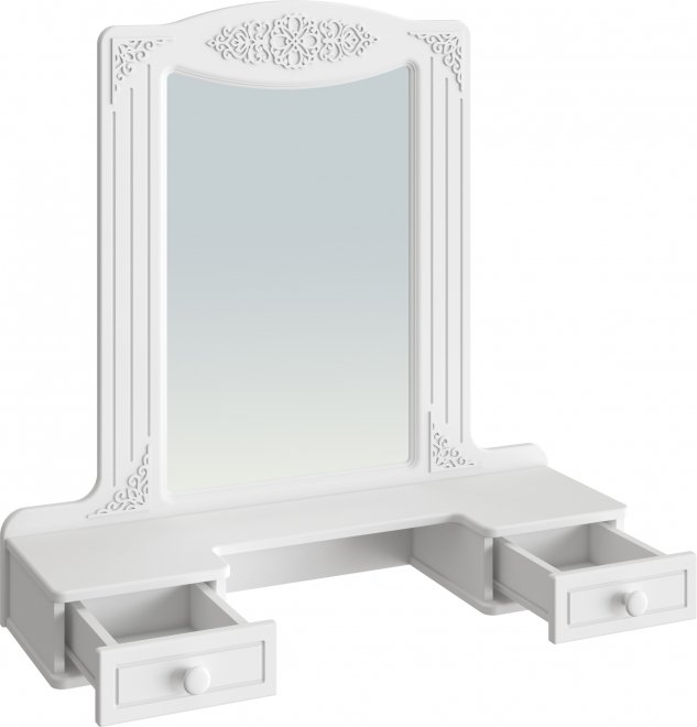 Туалетный столик Ассоль АС-3638 белое дерево с зеркалом (К)
