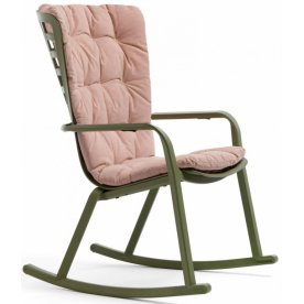 Кресло-качалка пластиковое с подушкой Folio агава / розовый