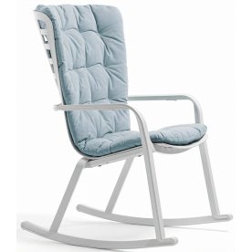 Кресло-качалка пластиковое с подушкой Folio белый / голубой