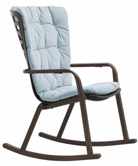 Кресло-качалка пластиковое с подушкой Folio табак / голубой