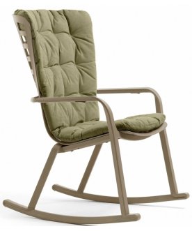 Кресло-качалка пластиковое с подушкой Folio тортора / зеленый