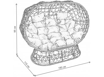 Диван из ротанга Лежебока из искусственного ротанга