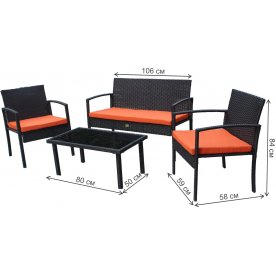 Комплект для отдыха из ротанга Бостон