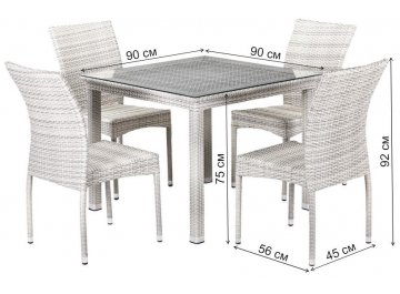 Обеденный комплект T257A/Y380-W85-90x90 4Pcs