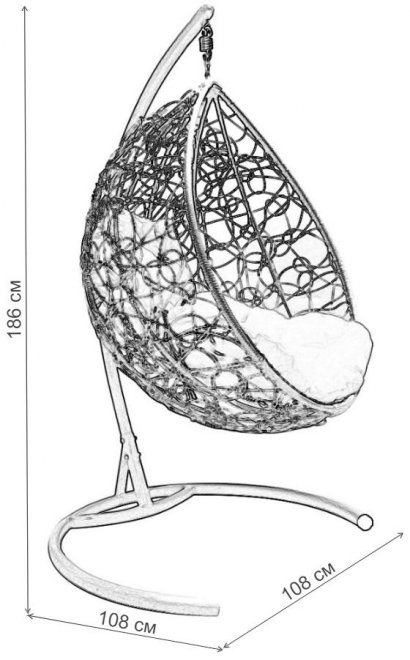 Подвесное кресло Капля белое / серая подушка