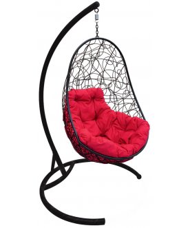 Подвесное кресло Овал черный / красный