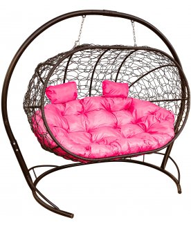 Подвесной диван Лежебока коричневый / розовый