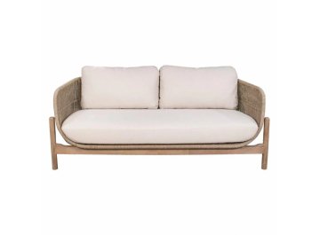 Диван деревянный плетеный двухместный Talara бежевый / лен